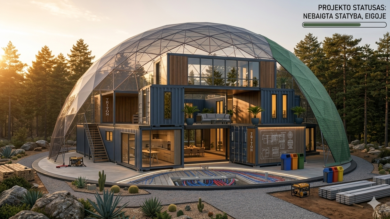 Eco Portable dome over modular home complex